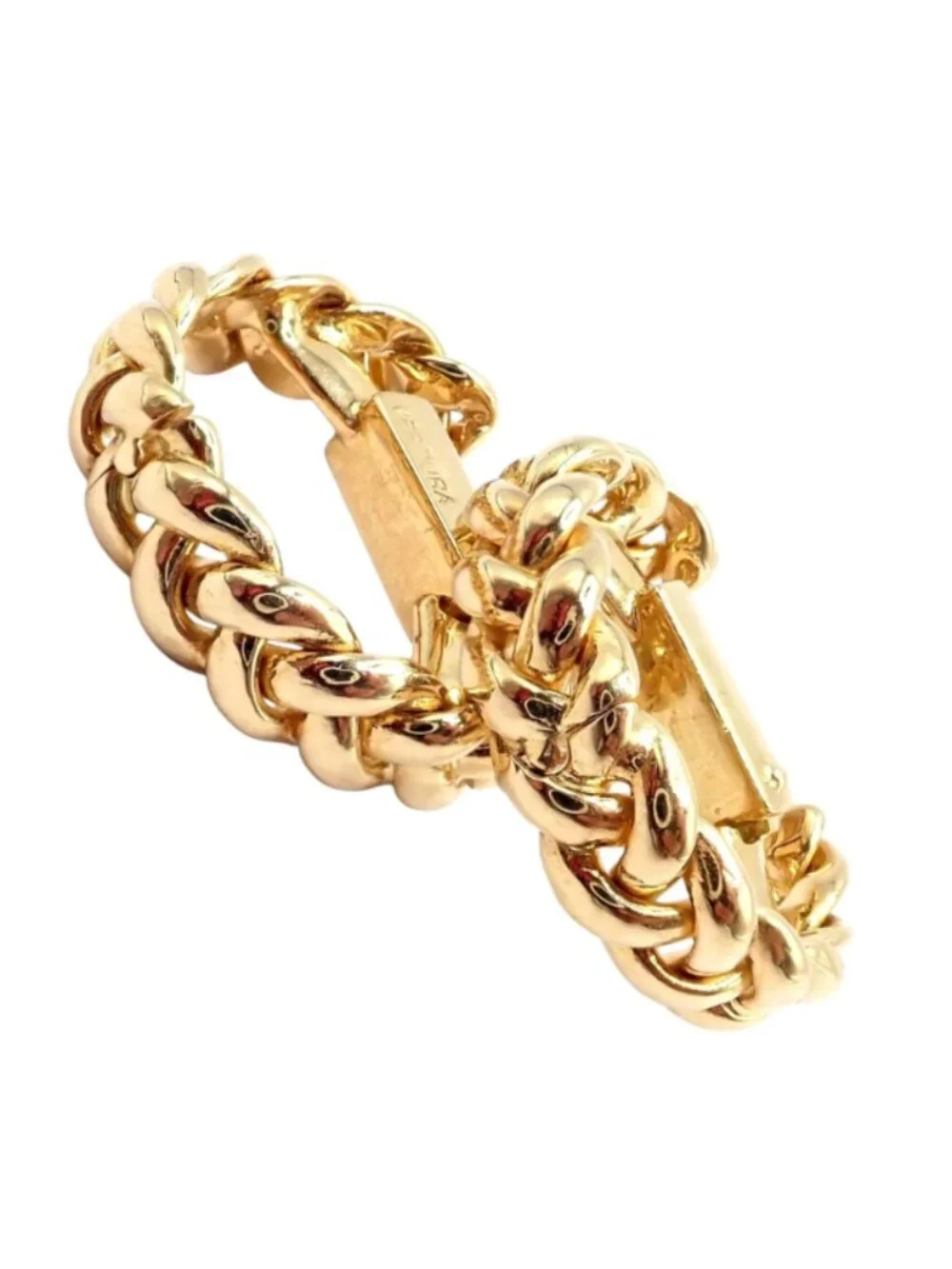 Authentic! Verdura 18k Yellow Gold Classic Rope Stirrup Cufflinks